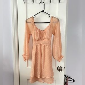 Peach Tie Flowy Dress